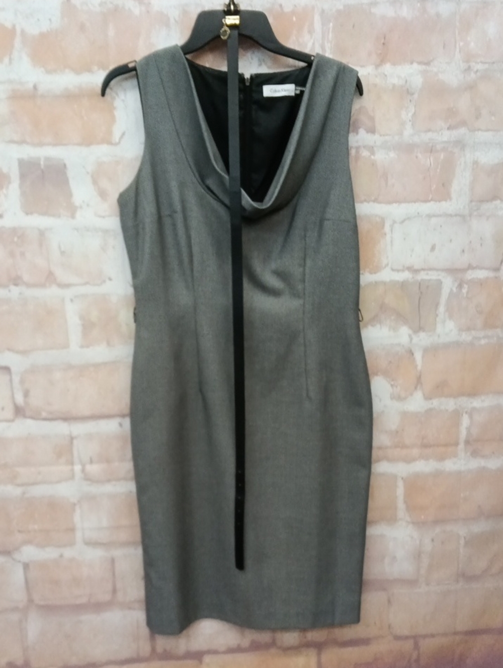 Calvin Klein Gray Sleeveless Cowl Neck Sheath Dress